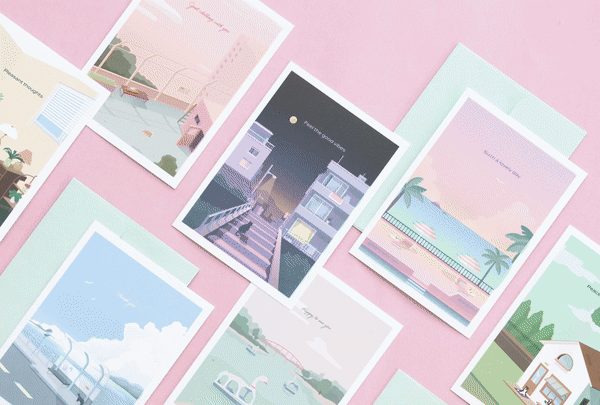 Iconic Haru Message Card Set –— 24 Elegant Blank Cards with Envelopes, shown from the front.