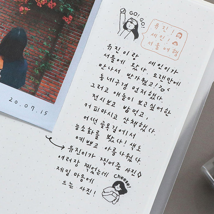 The Journal Shop - Haru Self-Inking Stamp creating an adorable face design on a lined journal page.