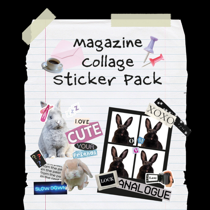 Iconic Magazine Collage Sticker Pack — 6 sheets, detail view of the design.