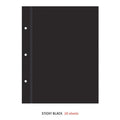 The Journal Shop - Close-up of a black refill sheet designed for scrapbooking.