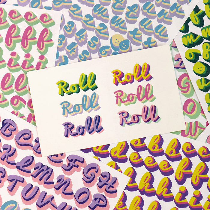 Iconic Rolling Alphabet Sticker Pack, shown in full.