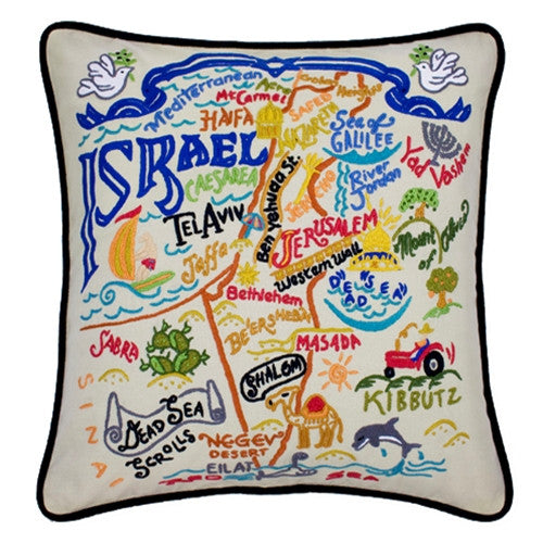 Israel Hand-Embroidered Pillow