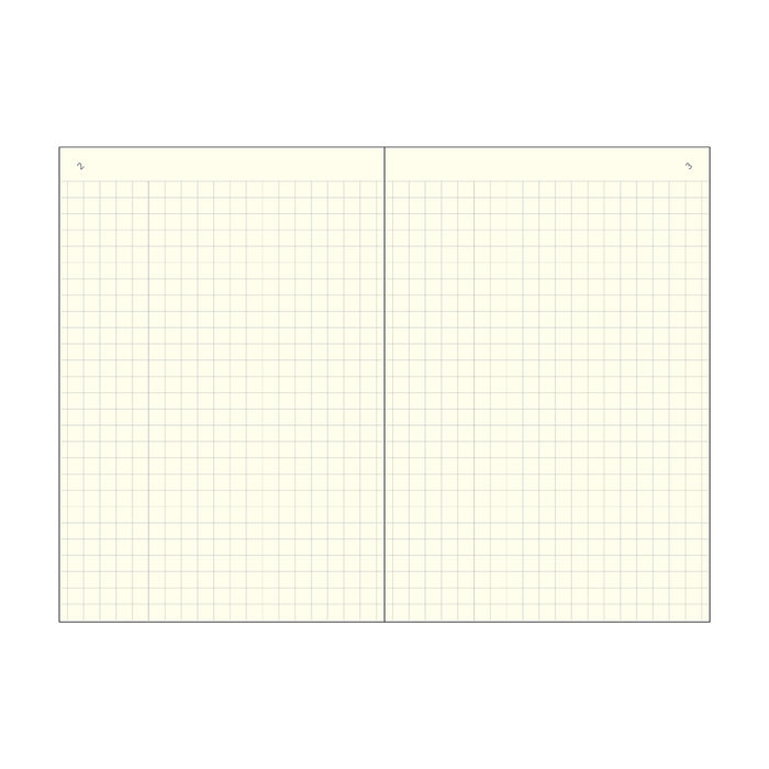 Open Daigo Isshoni Number Notebook showing pale yellow grid pages.