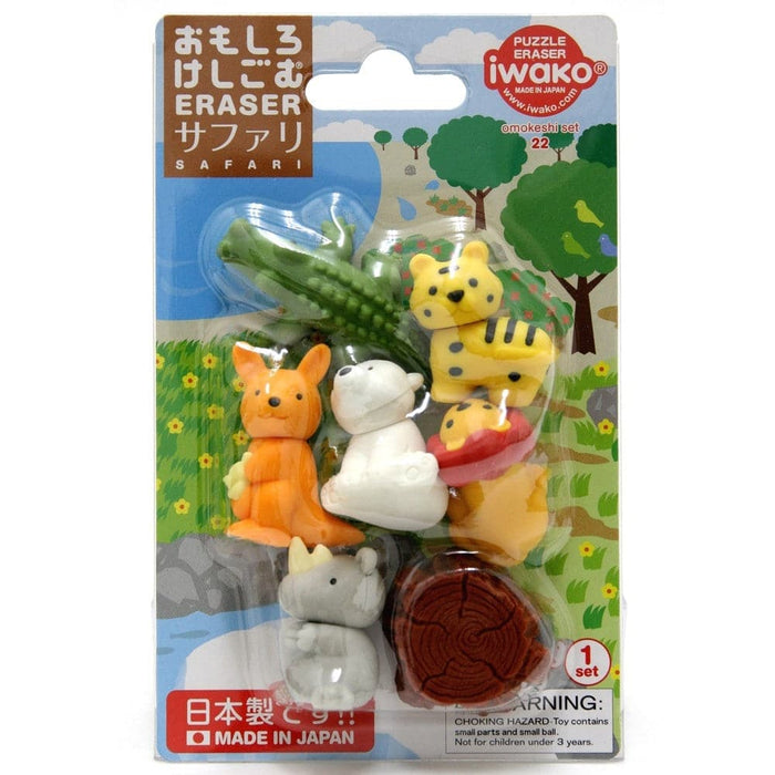 Iwako safari animals eraser set in original packaging made in Japan