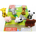 Iwako zoo animals eraser set with giraffe elephant panda and pig