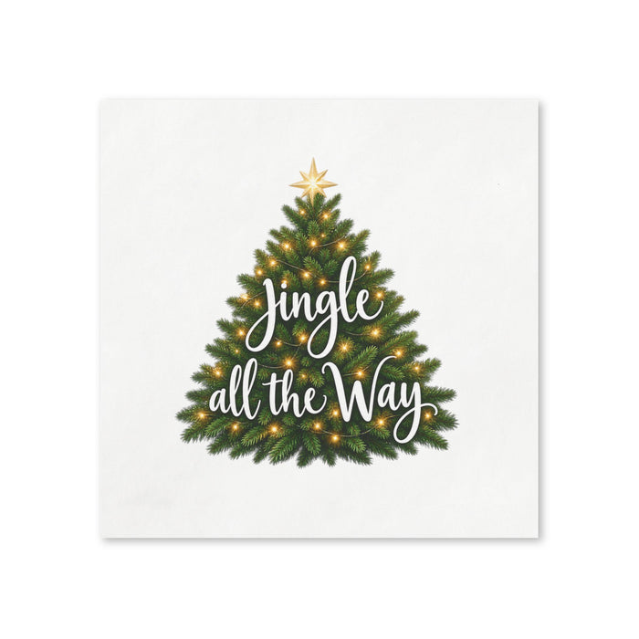 Jingle All The Way Christmas Cocktail Napkins, 50-Pack, 3-ply, Festive Holiday Party Table Decor