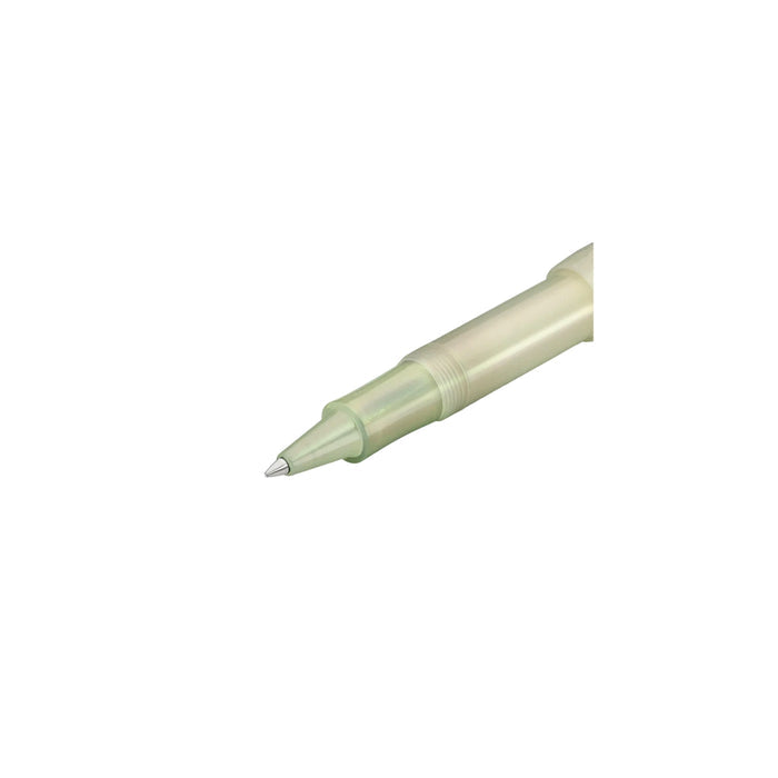 Close-up of Kaweco Lunar Sport Rollerball Pen in light green highlighting smooth rollerball tip.