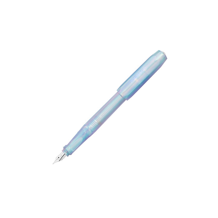 Kaweco Perkeo fountain pen in iridescent pearl finish shown capped on a white background.