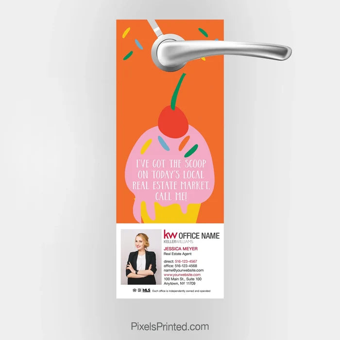 Keller Williams hello summer real estate door hangers - I've got the scoop PixelsPrinted