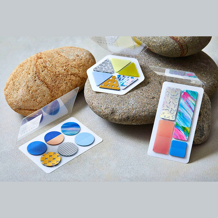 COFFRET cosmetic motif film sticker set displayed with packaging and assorted decorative stickers.