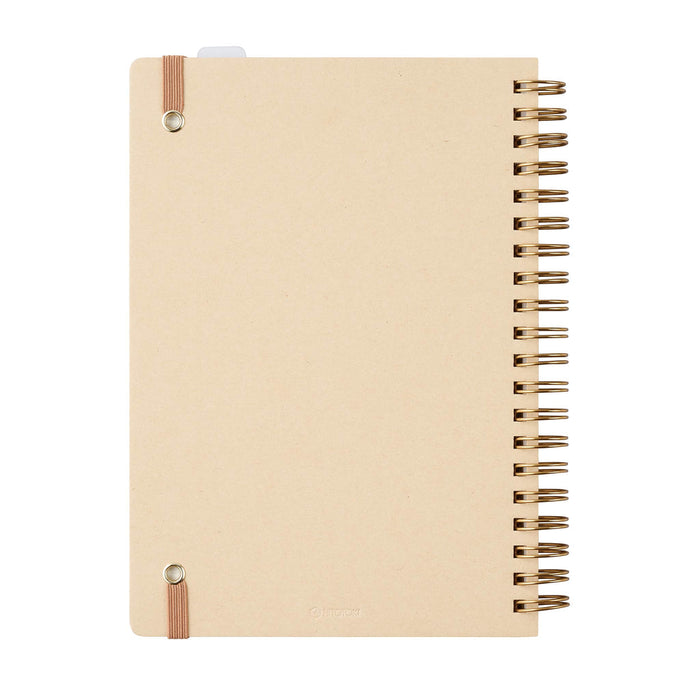 Back view of HITOTOKI comic size ring notebook with plain cover.