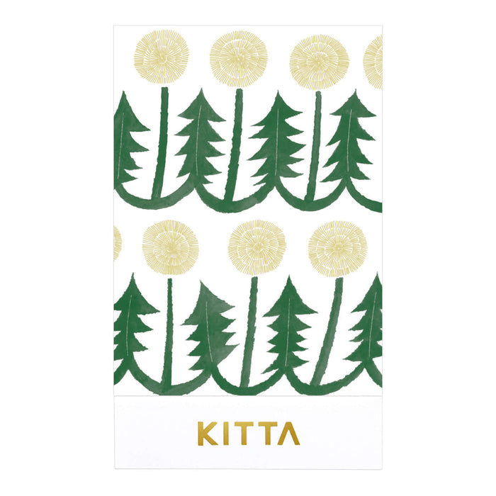 Close-up of KITTA Basic Washi Stickers with repeating green foliage motifs.