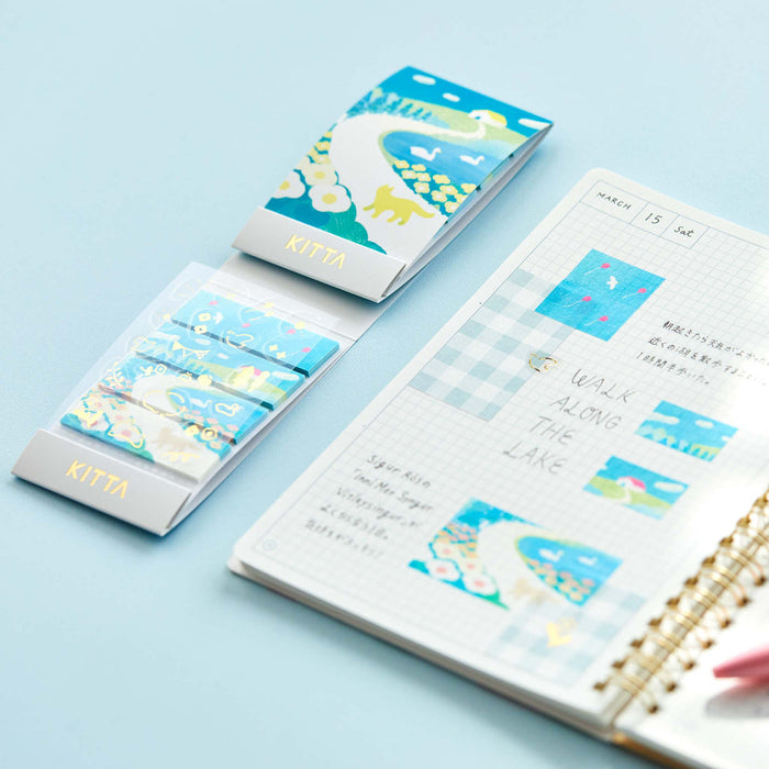 KITTA collage washi stickers applied inside a notebook for journalling and planning.