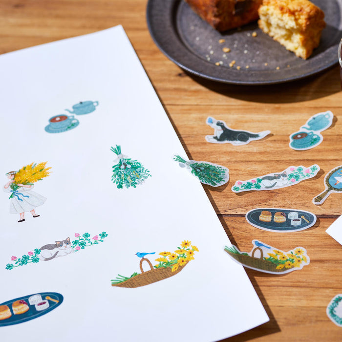 Individual die-cut KITTA flake washi stickers laid out separately.