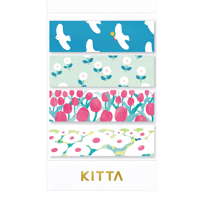 KITTA Jabara washi stickers pack showing multiple patterned strips in bright colours.