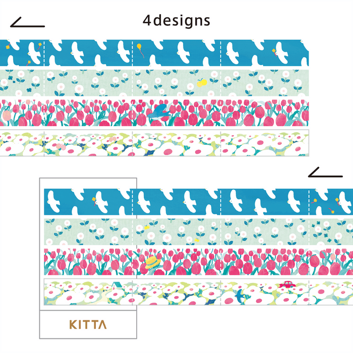 Assorted KITTA Jabara washi sticker designs arranged in horizontal strips.