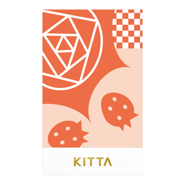KITTA Jabara washi stickers with orange geometric and character motifs.