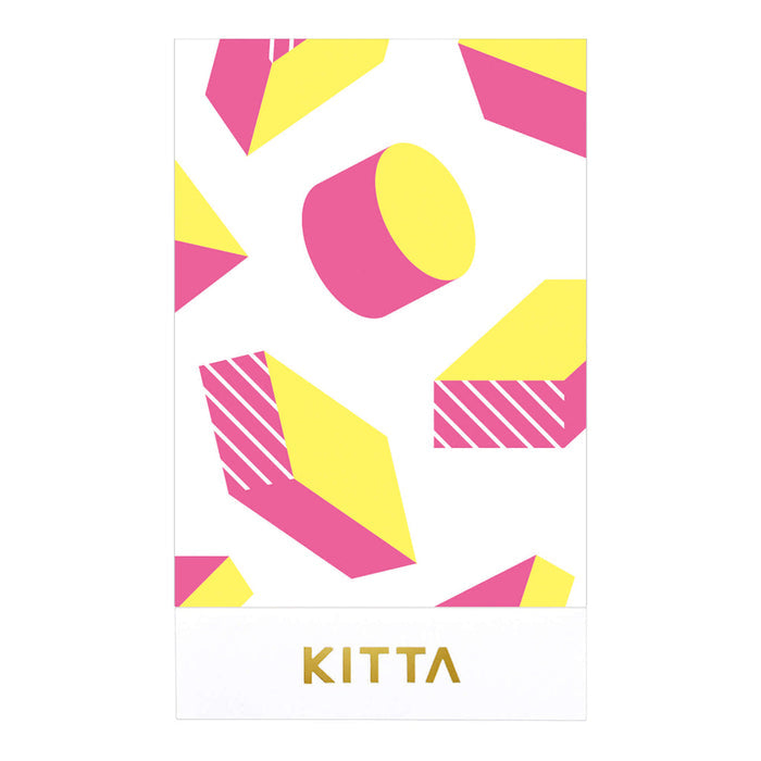 Close-up of KITTA special washi graphics stickers showing bold geometric pink and yellow patterns.