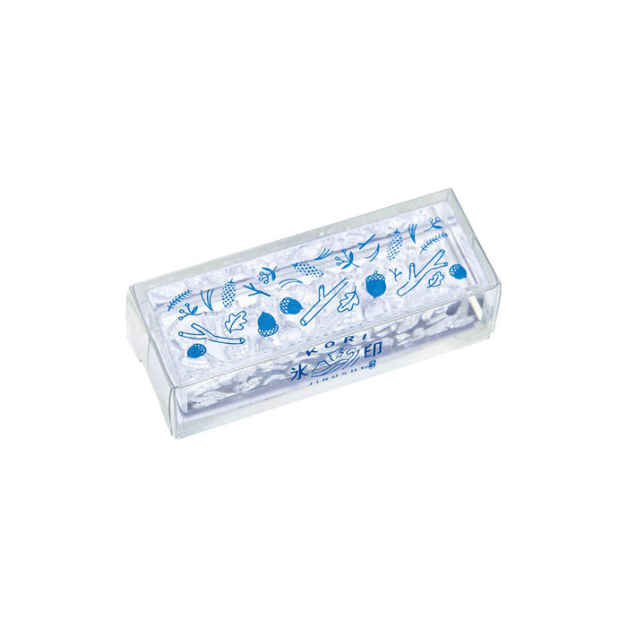 Kori Jirushi long clear stamp with repeating blue decorative motifs.
