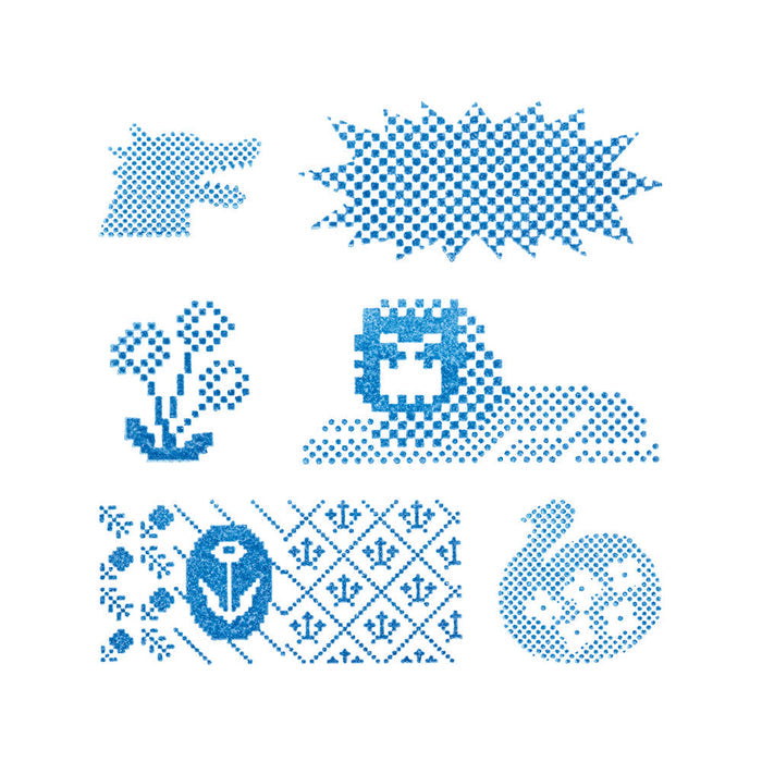 Dot set - Sample stamped impressions from Kori Jirushi clear stamps displayed on paper.