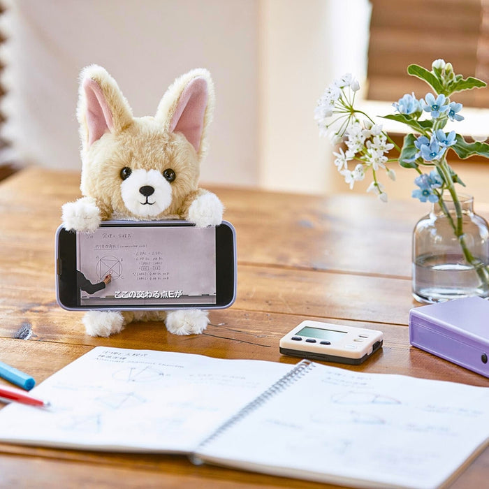 Pouzoo fennec animal design mini pouch displayed on a desk with stationery and notebook.