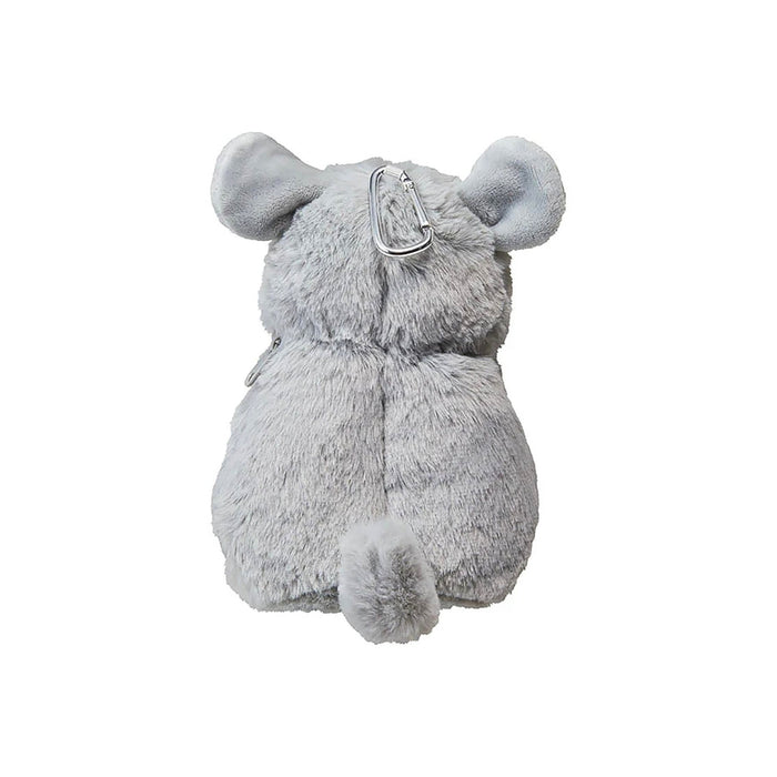 Rear view of the Pouzoo Chinchilla animal design mini pouch showing soft plush texture.