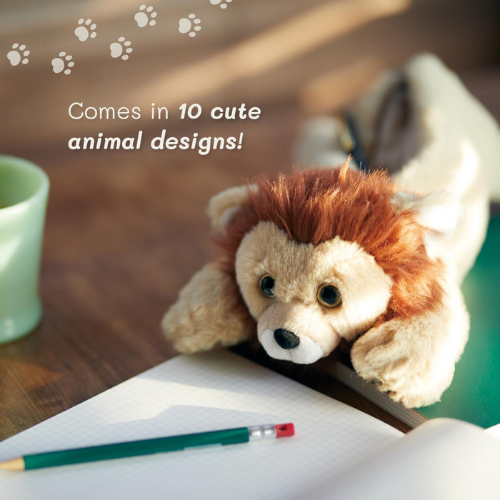 Pouzoo animal design pen pouch featuring a lion character, front view.