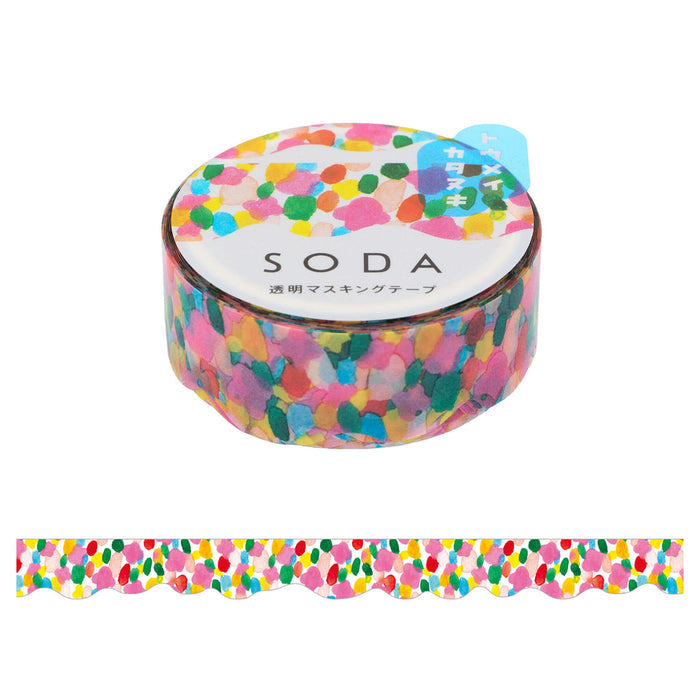 KING JIM SODA Die-Cut Masking Tape - 15mm, shown from the front.