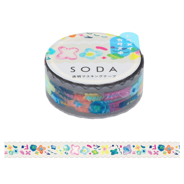 KING JIM SODA Die-Cut Masking Tape - 15mm, shown from another angle.
