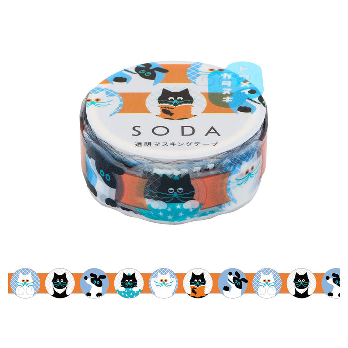 KING JIM SODA Die-Cut Masking Tape - 15mm, detail view of the design.