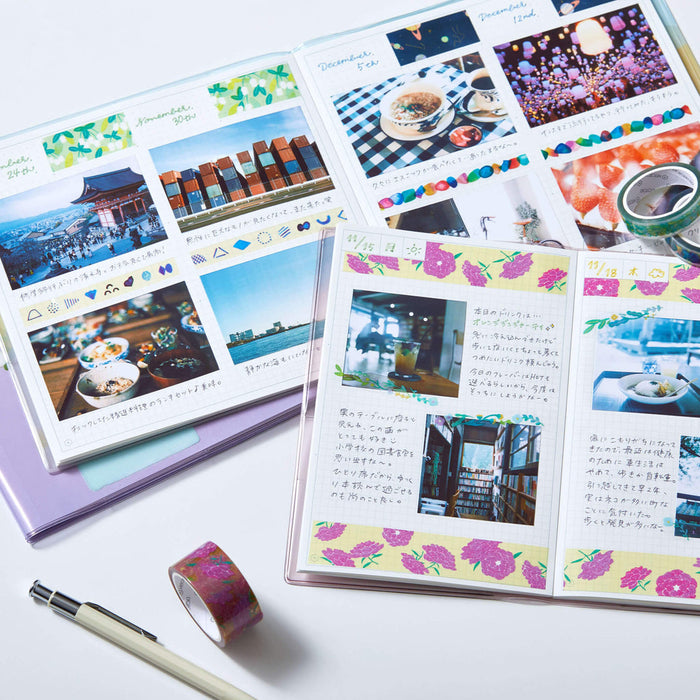 Planner pages decorated with SODA 10mm masking tape designs.