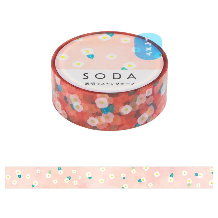 Roll of SODA 15mm masking tape with peach-toned illustrated pattern.