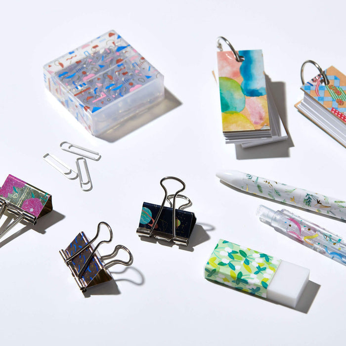 Flat lay of SODA foil masking tape with stationery accessories on a tidy desk.
