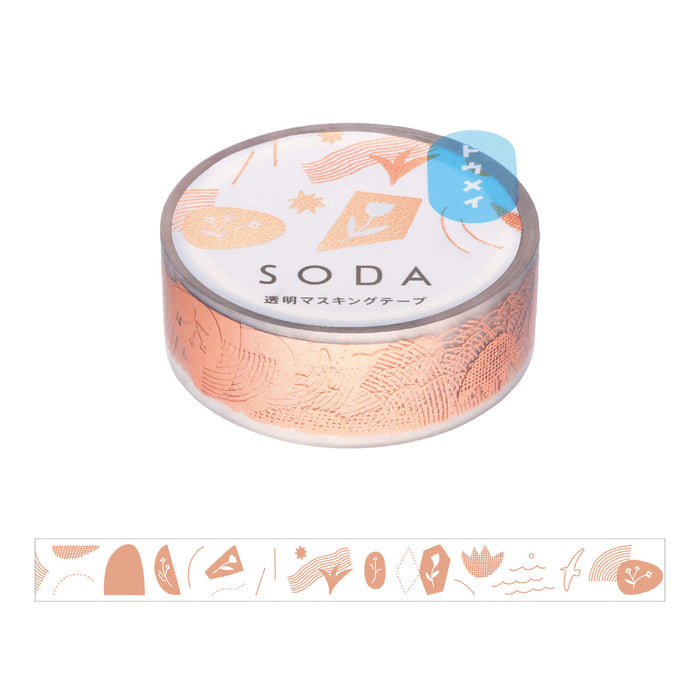 Kakera - Single roll of SODA foil masking tape 15mm with decorative metallic pattern.