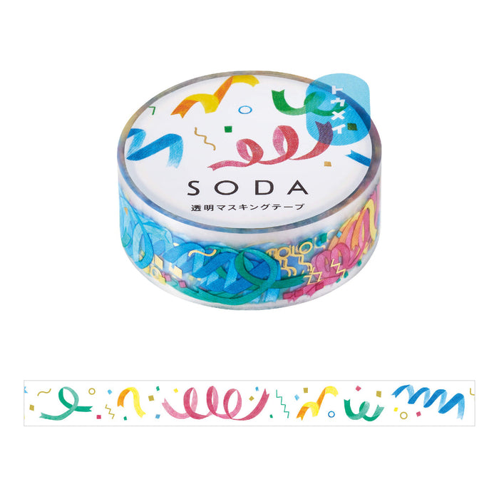 Party - Decorative strip of SODA foil masking tape 15mm showing repeating metallic design.
