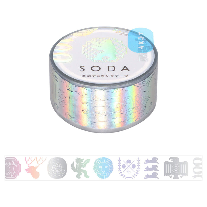 KING JIM SODA Foil Masking Tape - 20mm, shown from the front.