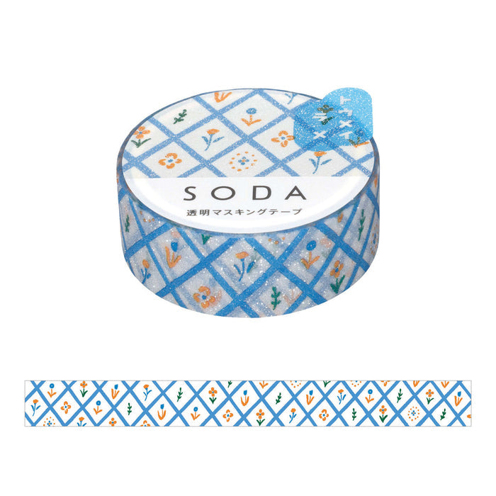 Bloom - Single roll of SODA glitter masking tape 15mm with the pattern shown extended.