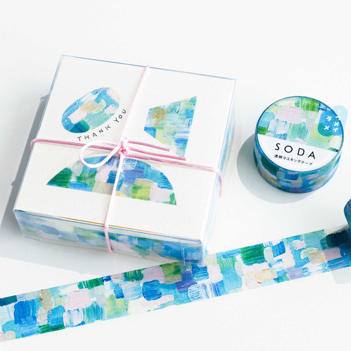 SODA glitter masking tape used to decorate gift wrapping and stationery items.