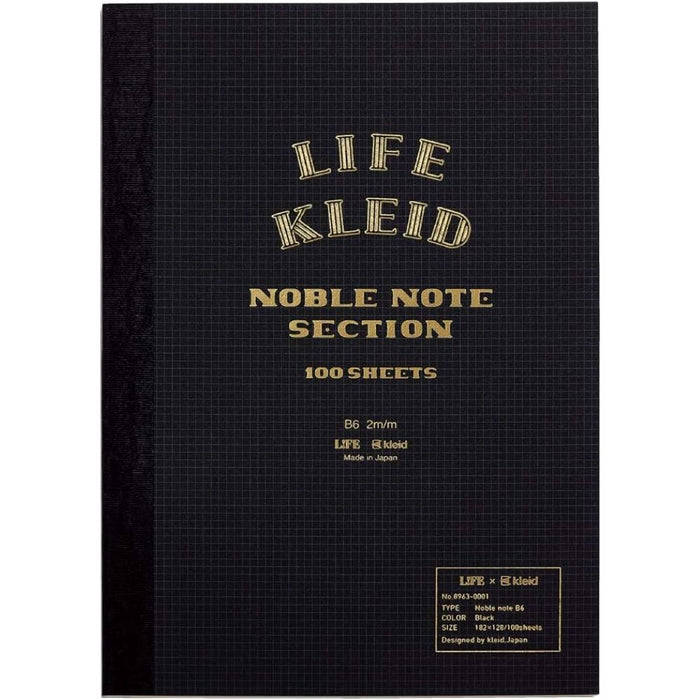 Kleid x Life Noble Notebook, 2mm Grid Paper, B6, shown from the front.