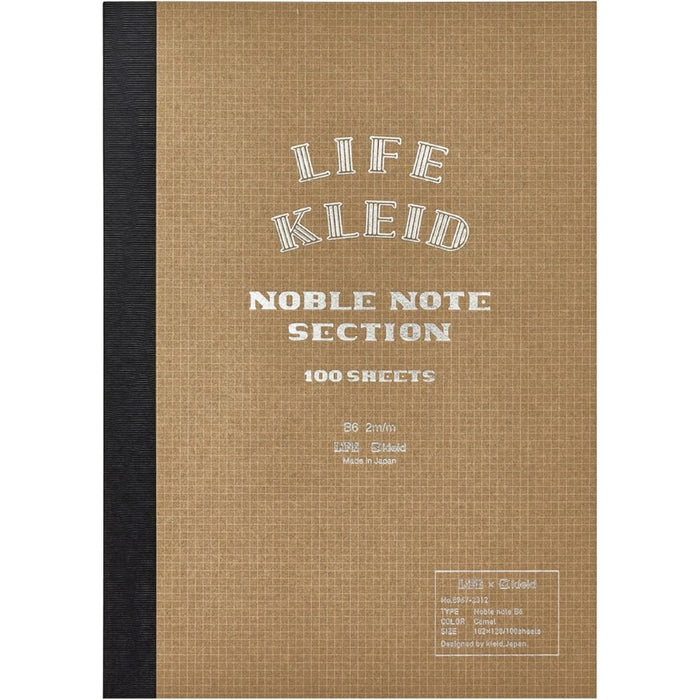 Kleid x Life Noble Notebook, 2mm Grid Paper, B6, shown in full.