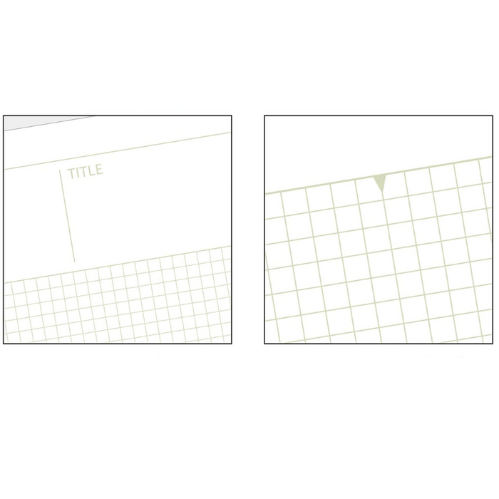 Kleid x Mnemosyne B6 Notepad (2mm Grid Paper), detail view of the design.