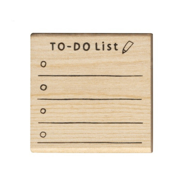 Wooden stamp featuring a "TO-DO List" design with four lines and checkable circles, perfect for bullet journaling or planners. Measurements: 45 x 45 x 24mm.