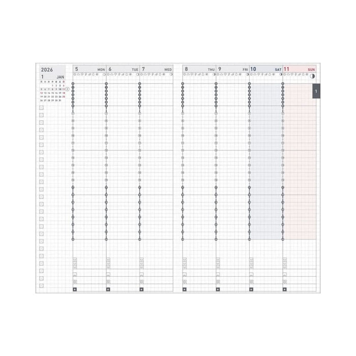 Kokuyo Jibun Techo Biz 2026 - A5 Slim Planner, shown from the front.