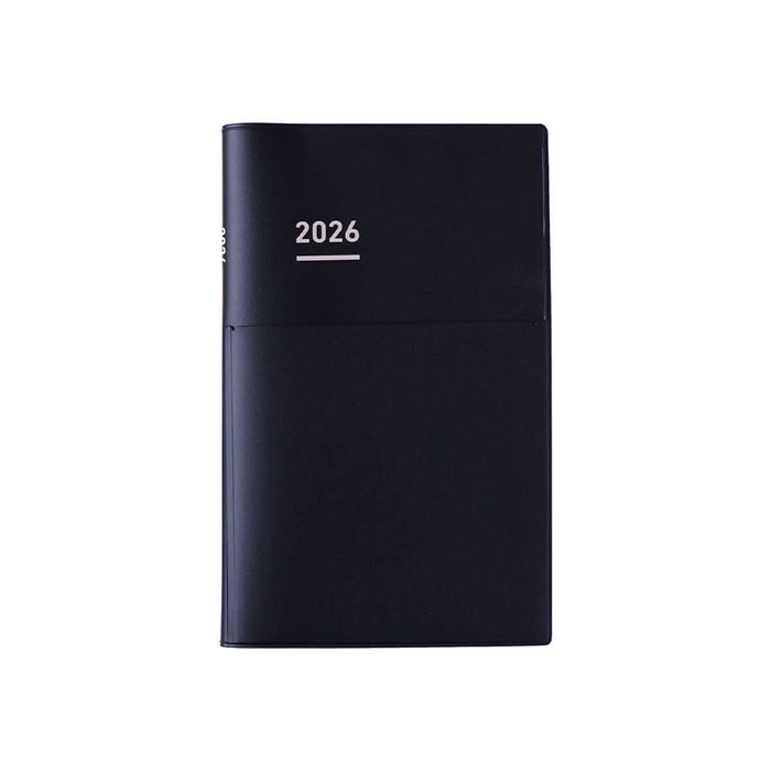 Front cover of Kokuyo Jibun Techo Biz Mini 2026 B6 Slim Planner in navy with minimalist 2026 marking