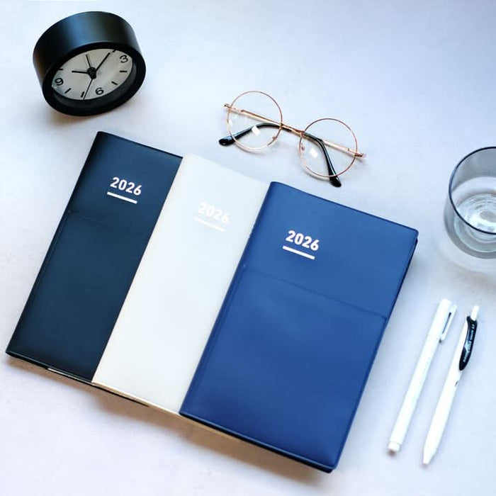 Kokuyo Jibun Techo Biz Mini 2026 - B6 Slim Planner, shown from the front.