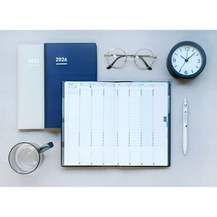 Kokuyo Jibun Techo Biz Mini 2026 - B6 Slim Planner, detail view of the design.