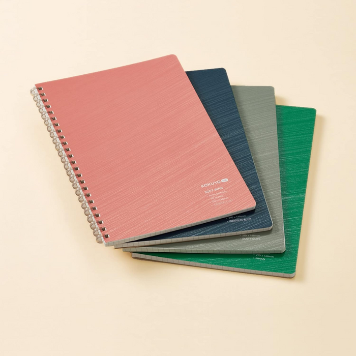 KOKUYO ME Soft Ring Notebook A5 shown with its soft ring spine.