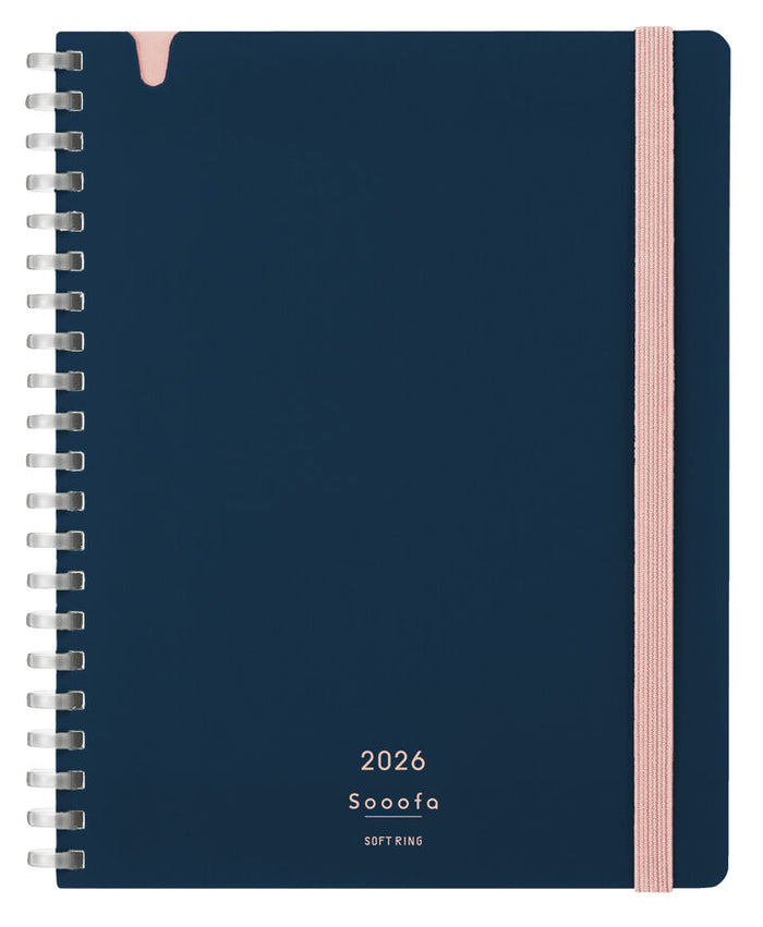 Kokuyo Softring Sooofa Diary 2026 - Monthly Grid Notes – B6, shown from another angle.