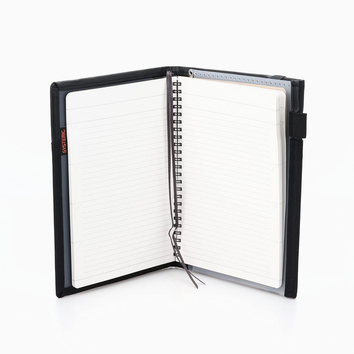 Kokuyo Systemic Cover Notebook Synthetic Leather 6 mm Rule A5 Black - The Journal Shop