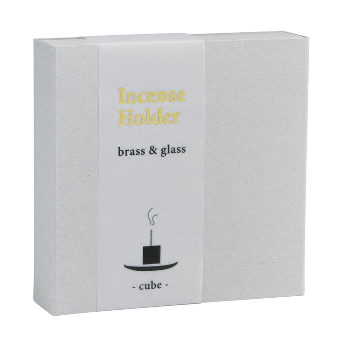 Kousaido Brass Cube Incense Holder product packaging photographed on a white background.